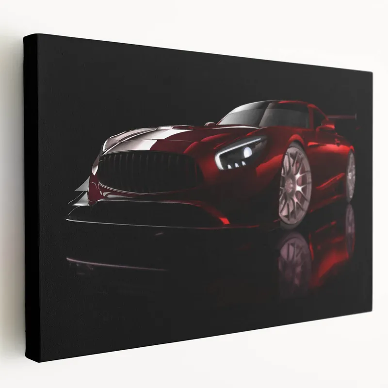 Fiery Red Sports Car Wall Art - Stunning Luxury Supercar Canvas Print Trending