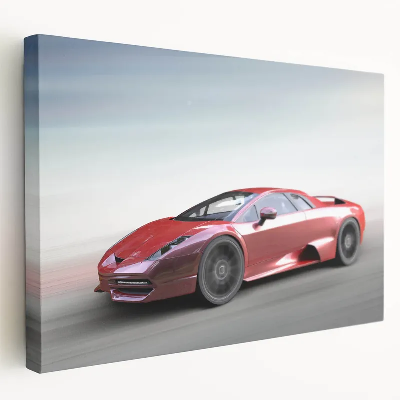 Flash Sale Stunning Red Supercar Racing Wall Art - Exotic Sports Car Canvas Print
