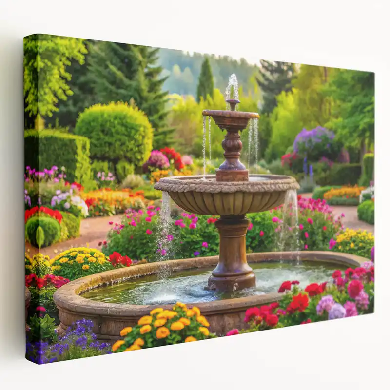 Limited Offer Colorful Garden Fountain - Vibrant Floral Paradise Wall Art Print