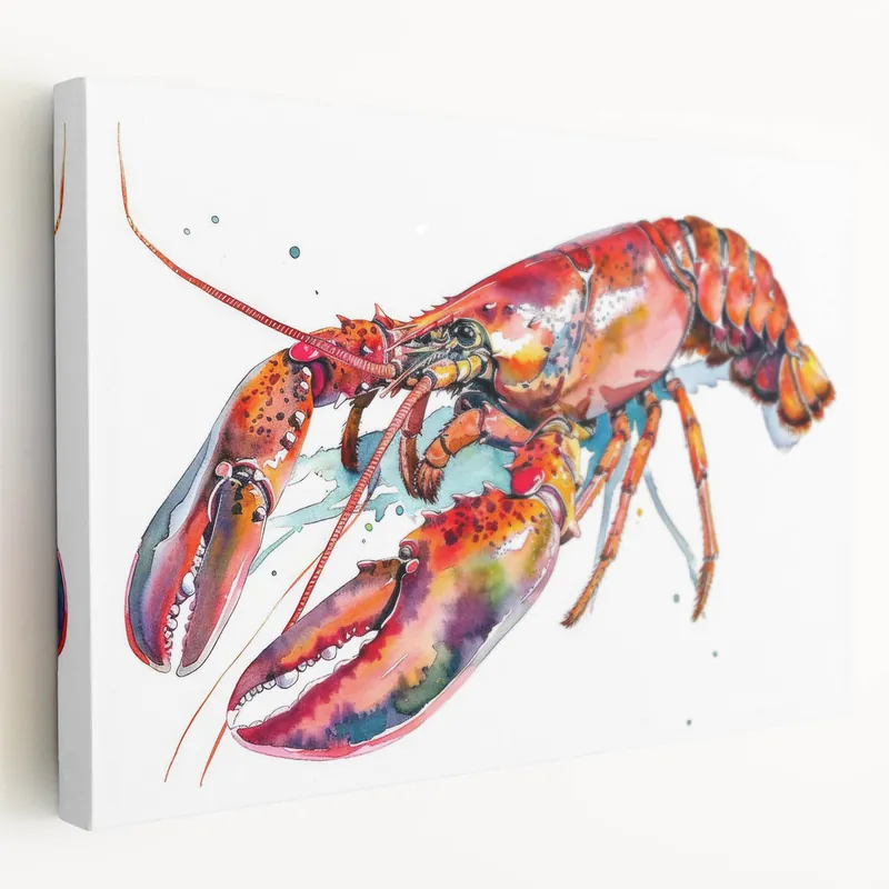 Price Cut Vibrant Watercolor Lobster Art - Marine Life Canvas & Framed Decor