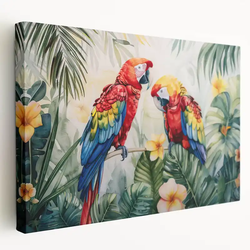 Tropical Parrot Pair Wall Art – Vibrant Jungle Decor for Lush Spaces Trending