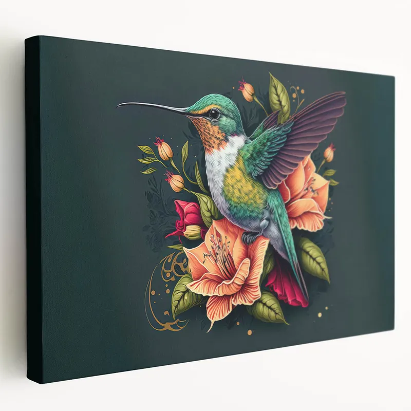 Colorful Hummingbird Wall Art - Vibrant Hummingbird Canvas Print Decor Holiday Sale