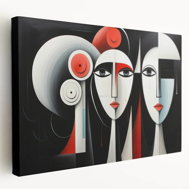 Contemporary Geometric Figurative Abstract Wall Art - Faces in Color Direct From Manufacturer
