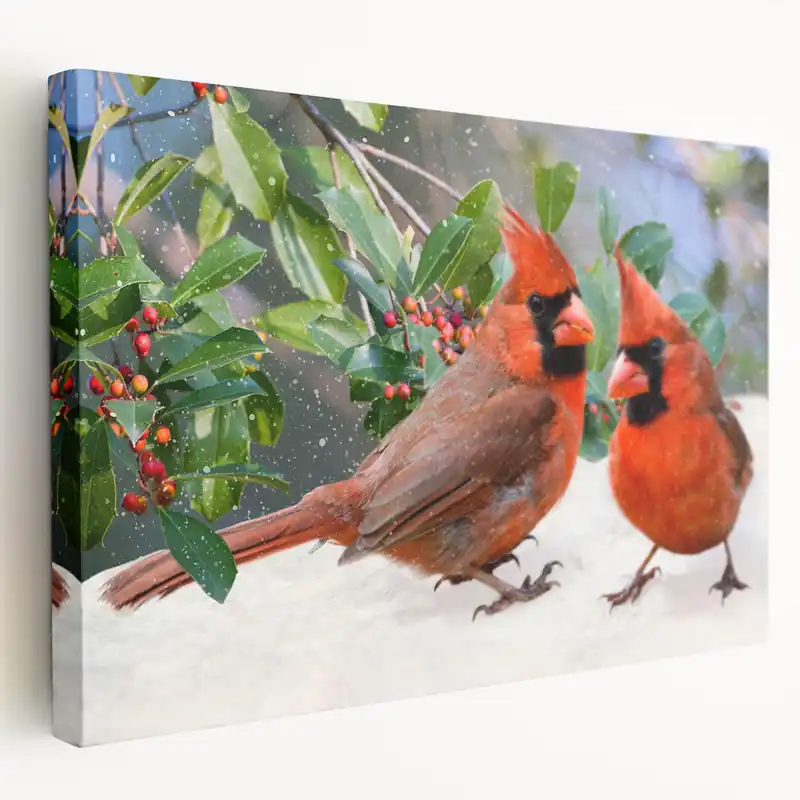 Price Cut Winter Cardinal Pair Wall Art - Nature's Beauty in a Snowy Setting