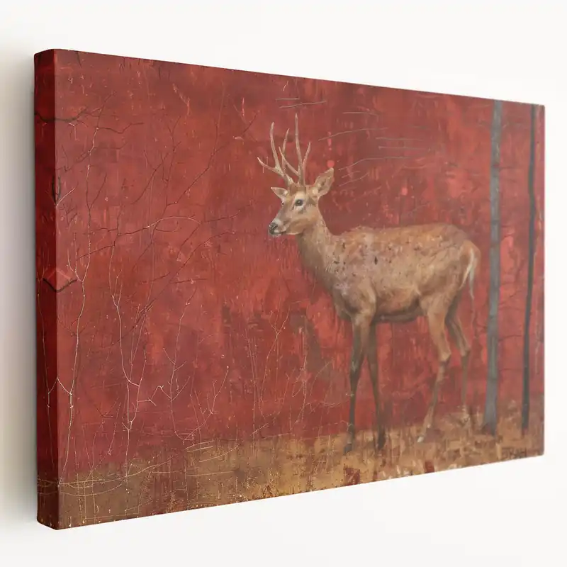 Vibrant Antelope with Red Background - Artistic Wildlife Wall Art Mega Sale