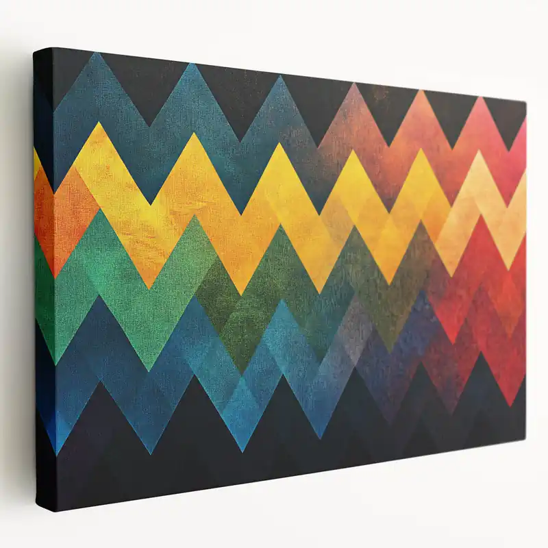 Geometric Abstract Art Prints – Multicolor Chevron Wall Design New Arrival