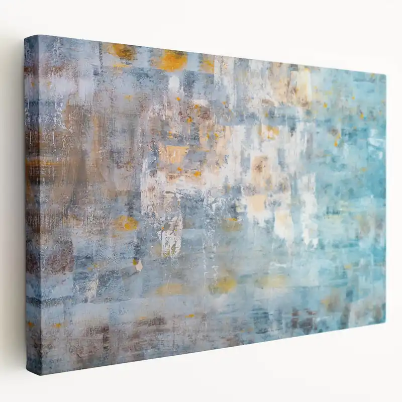 Textured Abstract Wall Art – Blue and Yellow Modern Canvas Art Hot Deal