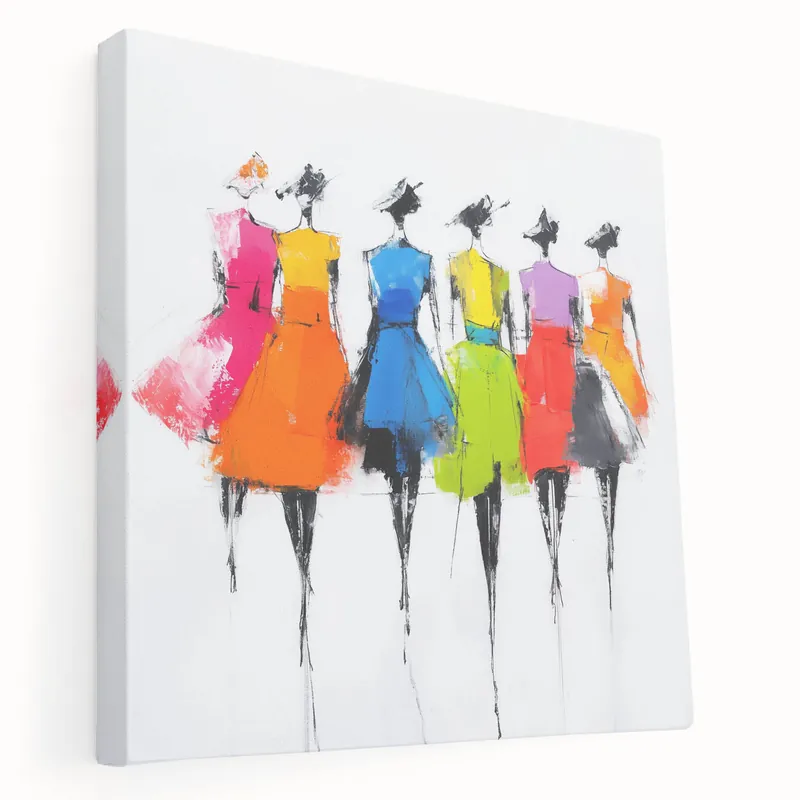 Buy Online Colorful Abstract Figurative Wall Art – Chic Fashion-Inspired Painting
