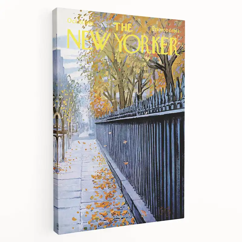 Top Rated New Yorker Poster - 1968 Autumn Foliage & Iron Fence Urban Art