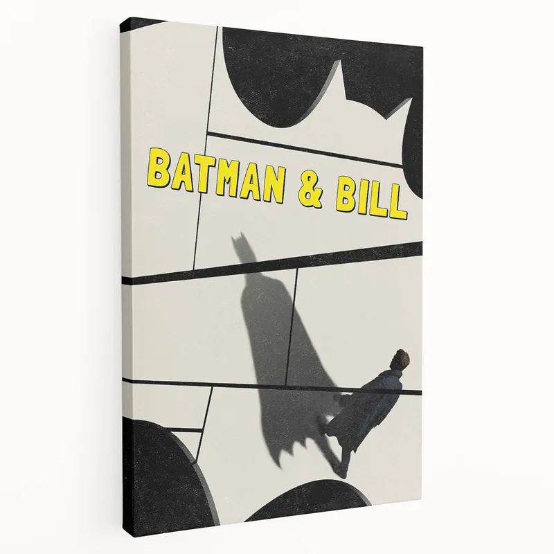 2010s Movie Poster Art – Vintage Batman & Bill Retro Cinema Print Luxury