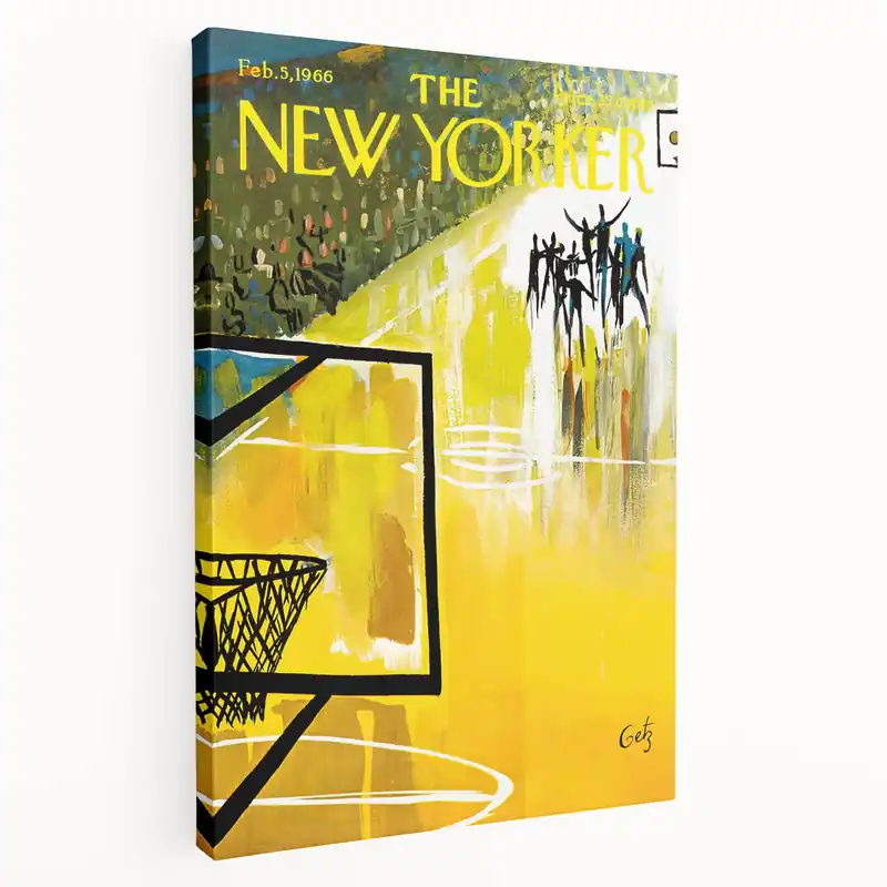 Last Chance Vintage New Yorker Poster – Basketball Game Action Art Print