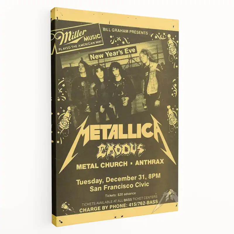 Brand New Metallica New Year's Eve 1980s Concert Poster - Retro Metal Wall Art