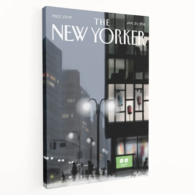 While Supplies Last New Yorker Magazine Cover Art - Nighttime City Scene Vintage Poster