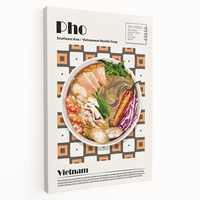 Pho Dishes Wall Art - Vietnamese Culinary Plate Art for Kitchen Holiday Sale