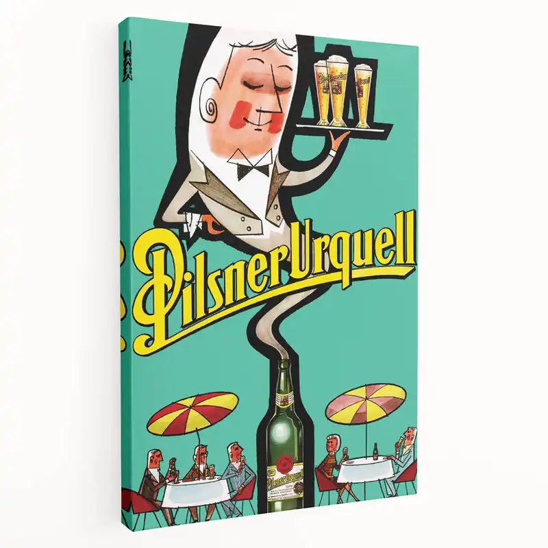 Don’t Miss Out Vintage Pilsner Urquell Poster – Retro Beer Ad Art with Fun Cartoon