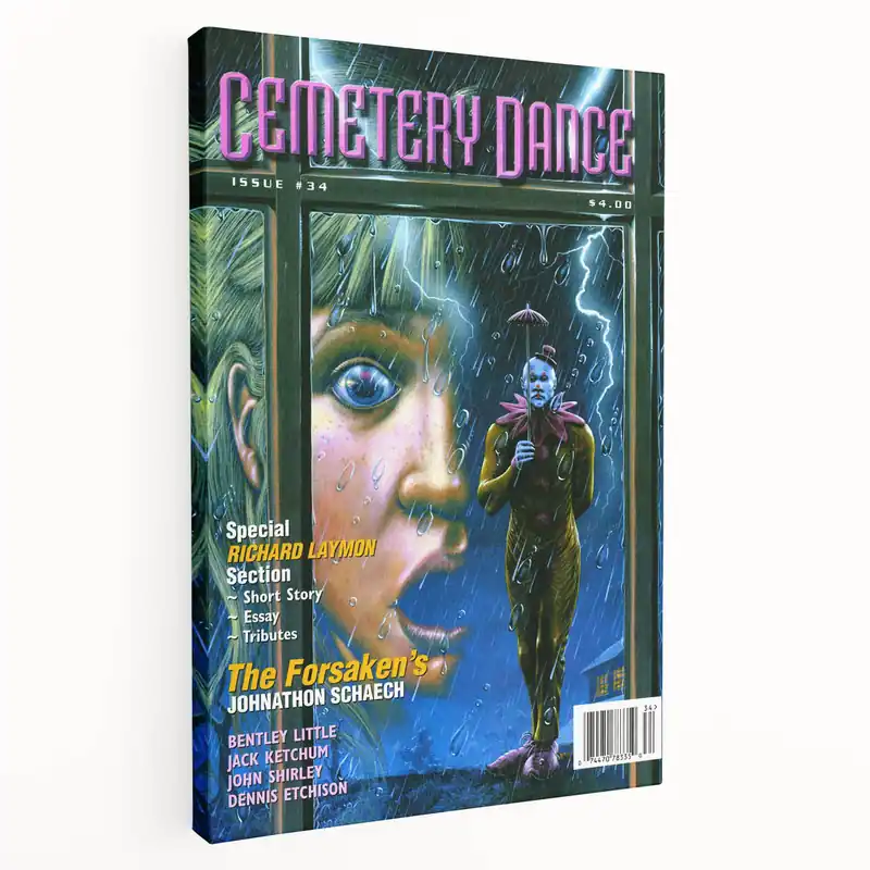 Direct From Manufacturer Vintage Cemetery Dance Cover Art – Clown in the Rain Retro Print