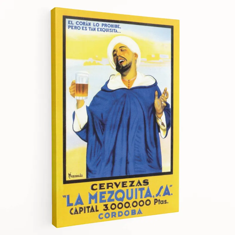 Vintage La Mezquita Beer Advertising Poster - Retro Spanish Art Mega Sale