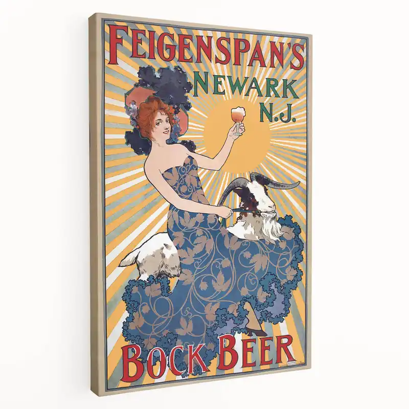 Vintage Feigenspan's Bock Beer Poster | Retro Wall Art | Antique Advertising Budget