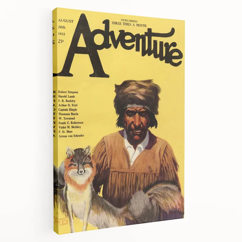 Reduced Price Vintage "Adventure" Magazine Cover Wall Art - 1922 Retro Print