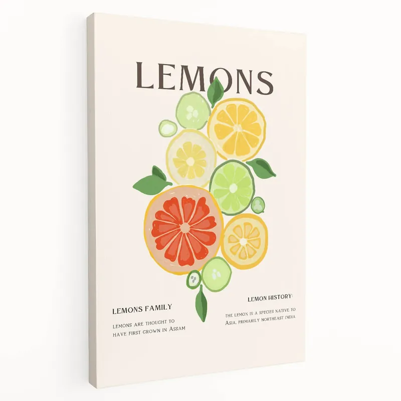 Citrus Lemons Illustration - Beverage Wall Art for Kitchen Decor Special Offer
