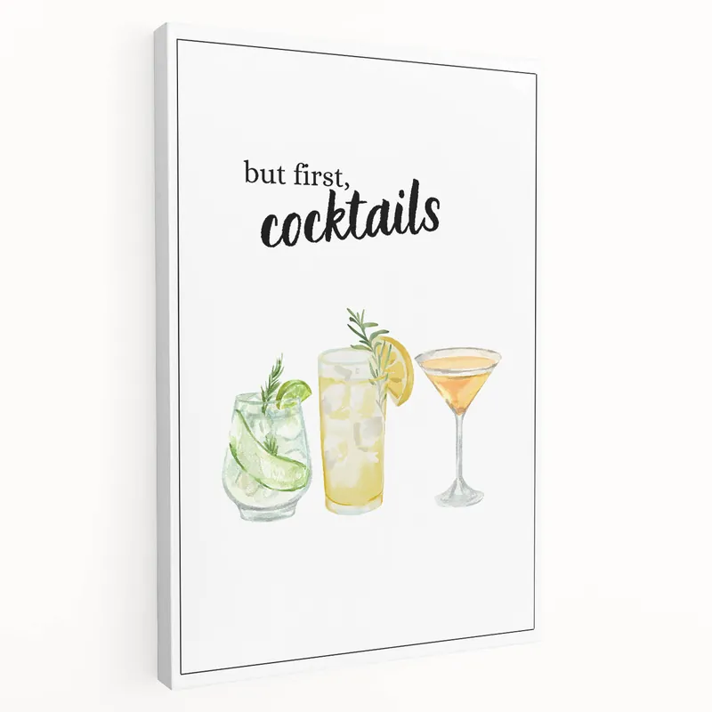But First, Cocktails Print - Drinks Wall Art for Kitchen & Bar Super Sale