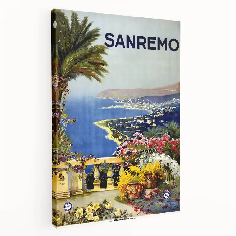 Professional Grade Retro Sanremo Travel Poster – Vintage Italian Riviera Art