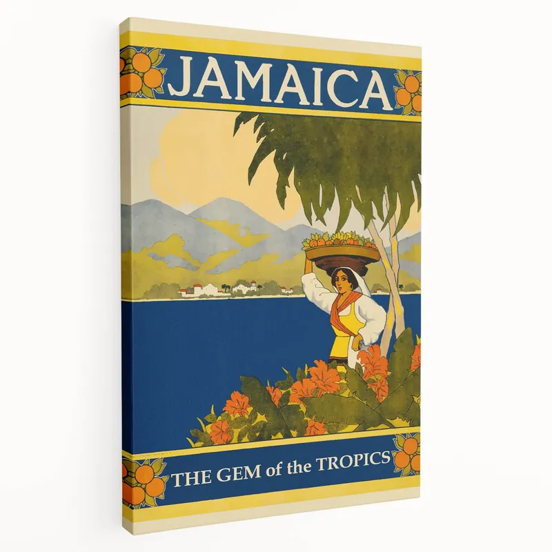 Free Shipping Vintage Jamaica Travel Poster | Retro Art Print of The Gem of the Tropics