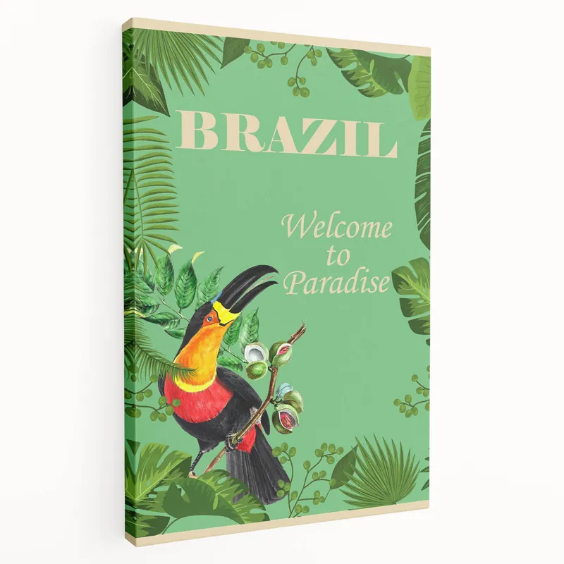 Brazil Retro Travel Poster | Tropical Paradise & Toucan Art Factory Price