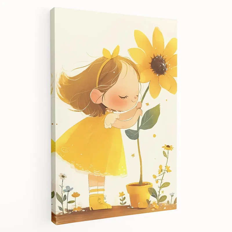 Sunflower Girl Nursery Art for Kids - Girls Bedroom Art Limited Edition