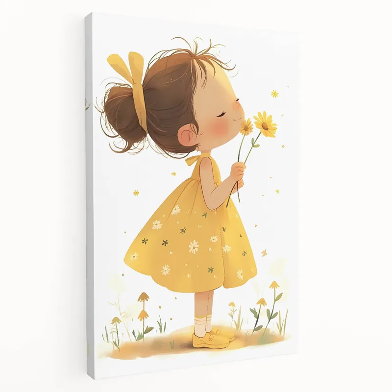 Smiling Girl with Flowers Art for Kids - Girls Bedroom Art Seasonal Sale