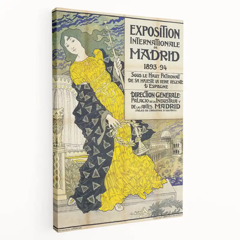 Vintage Exhibition Poster – Madrid 1893 Retro Art Print Instant Buy