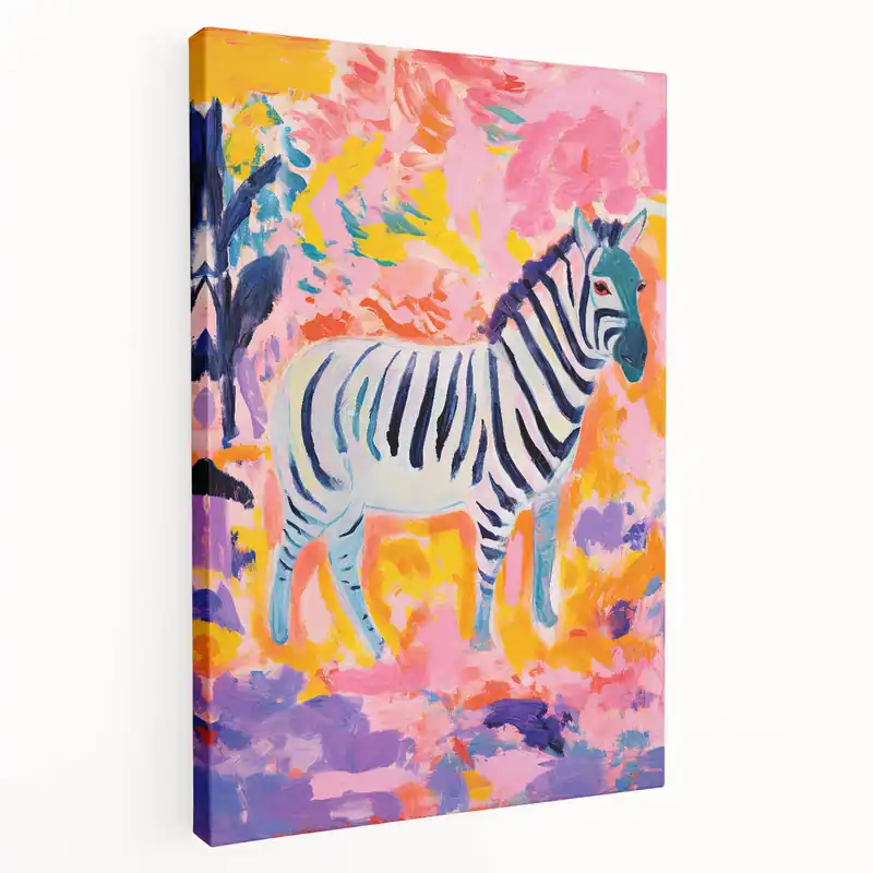 New Arrival Rolled Paper Art Prints for Kids - Vibrant Zebra Safari Print
