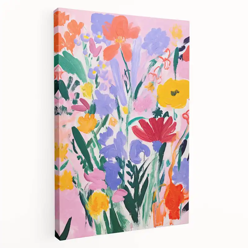 Top Pick Stretched Canvas Art for Kids - Colorful Floral Nursery Print