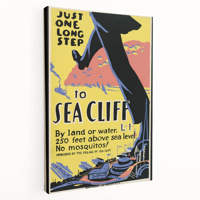 Vintage Sea Cliff Travel Poster – Retro Long Step to Sea Cliff Art Get Yours