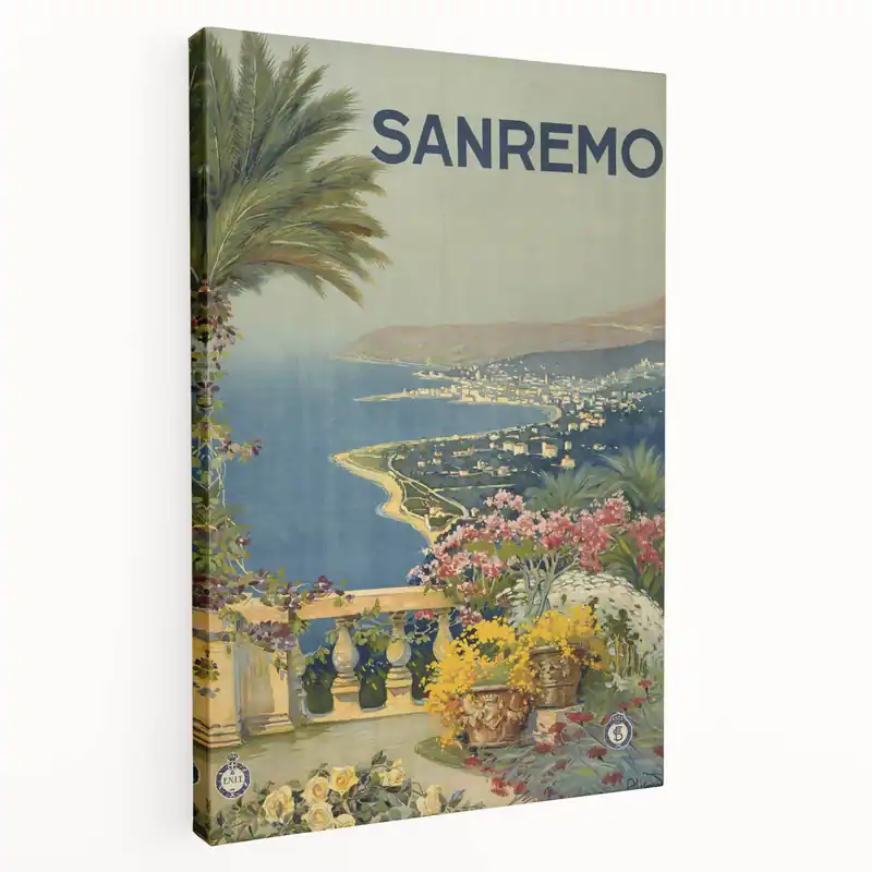 Vintage Travel Poster - Sanremo Italy - Coastal View Art Hot Deal