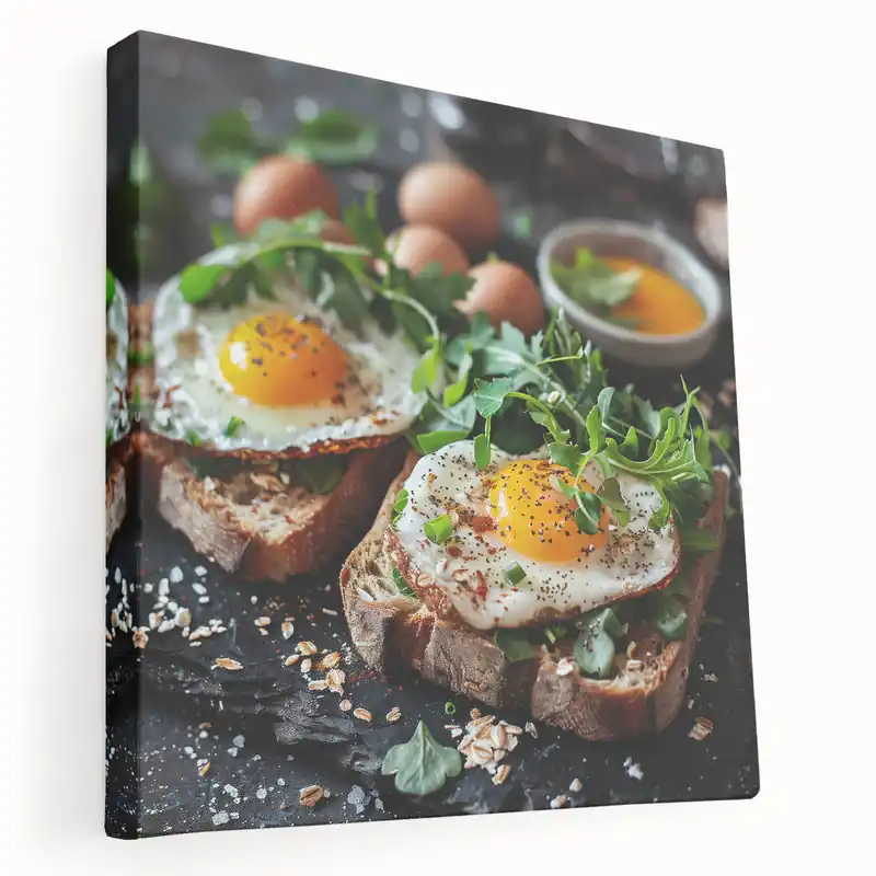 Next Day Delivery Double Egg and Greens Toast Wall Art - Elegant Kitchen Decor