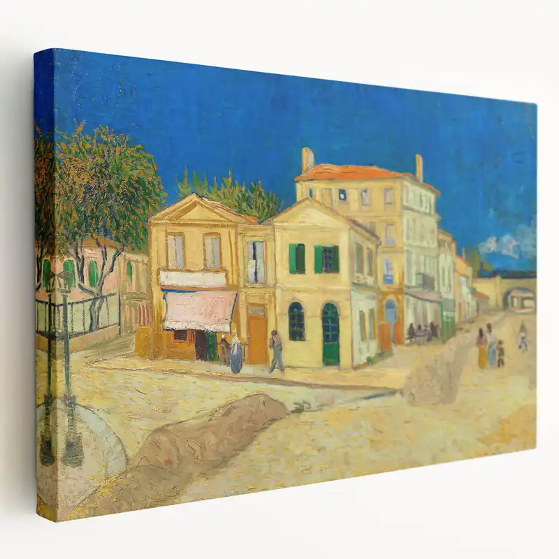 Authentic Impressionist Village Wall Art - The Yellow House by Van Gogh