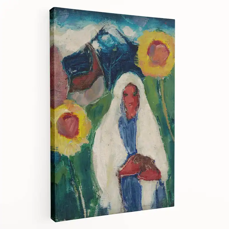 Final Sale Abstract Sunflowers and Woman - Modern Colorful Wall Art Design