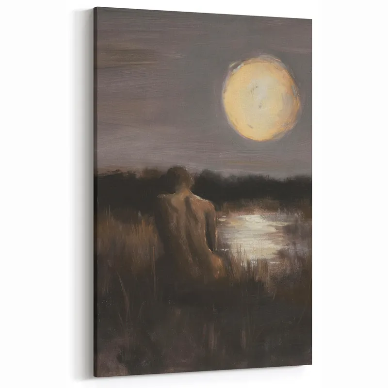 Worldwide Shipping Abstract Figurative Art - Moonlit Serenity in Contemporary Style