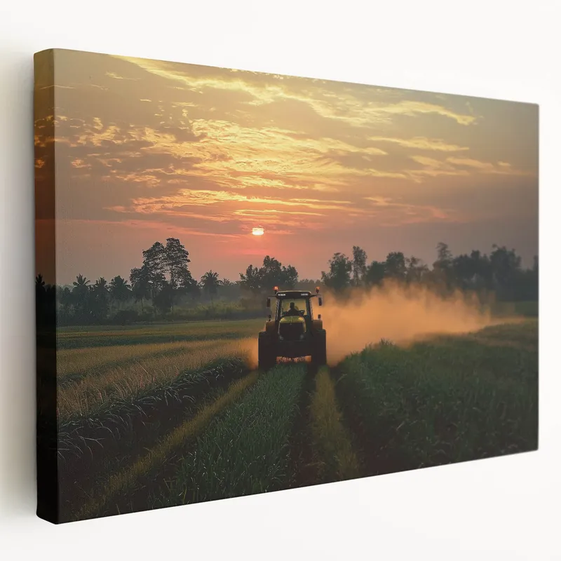 Tractor at Sunset Countryside Wall Art - Rural Farming Landscape Canvas Final Sale