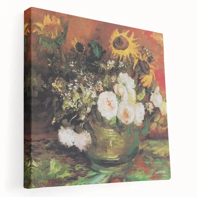 Wholesale Van Gogh Canvas Prints - Sunflowers and Roses Still Life Art