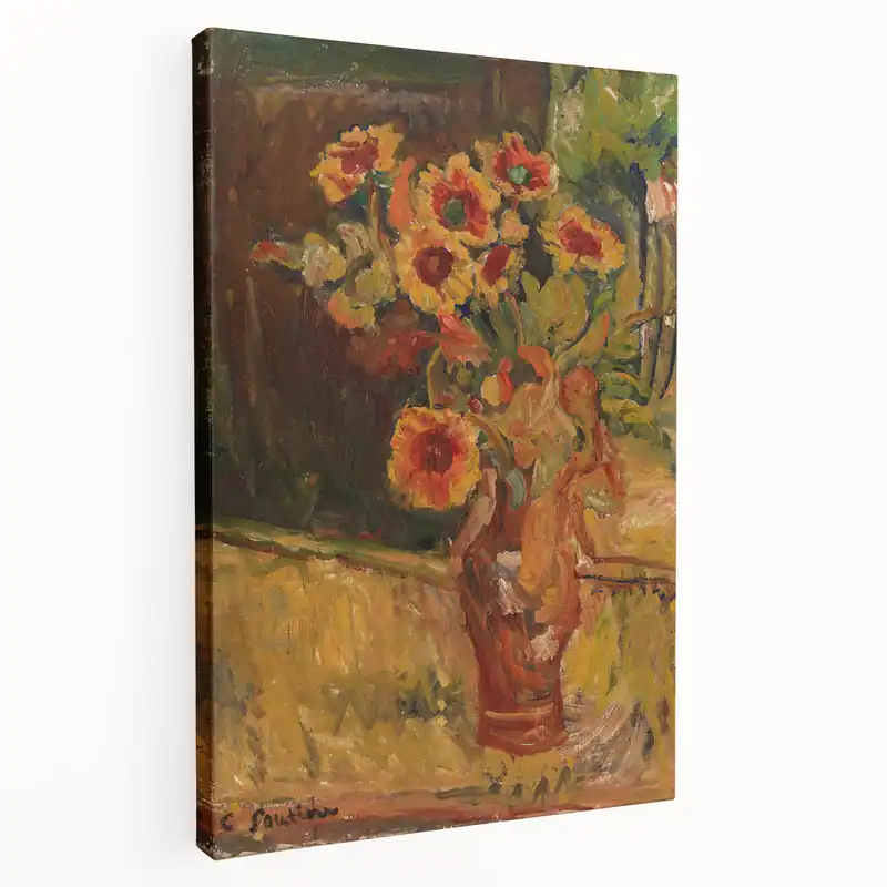 Modern Wall Art - Vibrant Floral Bouquet in Expressive Brushstrokes Free Shipping