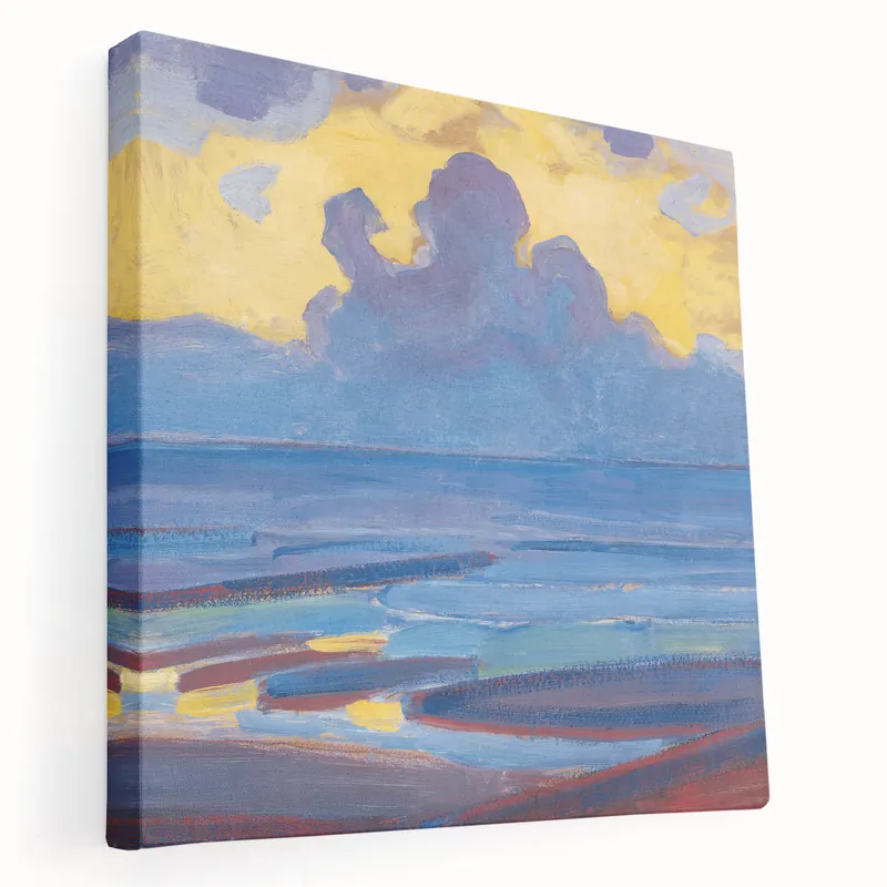 Modern Wall Art - Serene Seascape in Vibrant Blues and Yellows Grab Now
