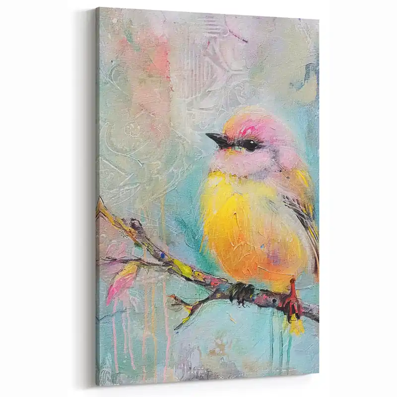 Flash Sale Yellow Songbird Wildlife Painting Wall Art - Animal Canvas Print for Home