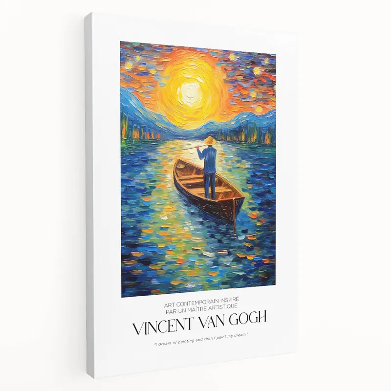 Starry Night Wall Art - Van Gogh Inspired Boat at Sunset Print Hot Picks