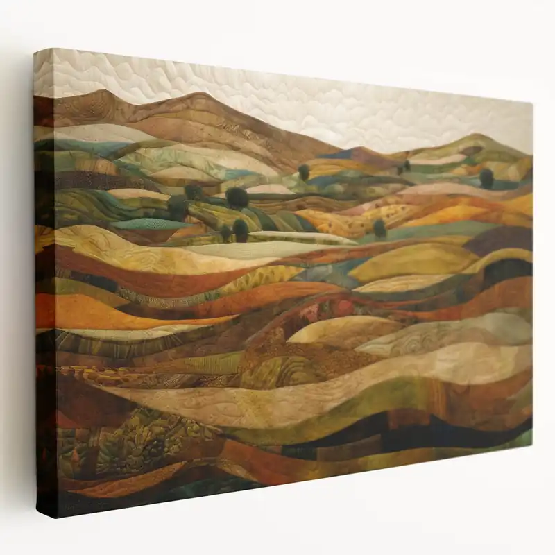Harvest Patchwork Hills - Fall Wall Art Rustic Landscape Seasonal Print Limited Time