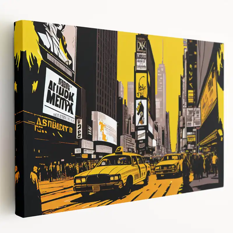 Stylized Times Square Wall Art - NYC Taxi New York City Canvas Print Trending