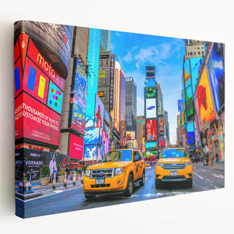 Worldwide Shipping Dynamic Times Square NYC Taxi Wall Art - New York City Canvas Print