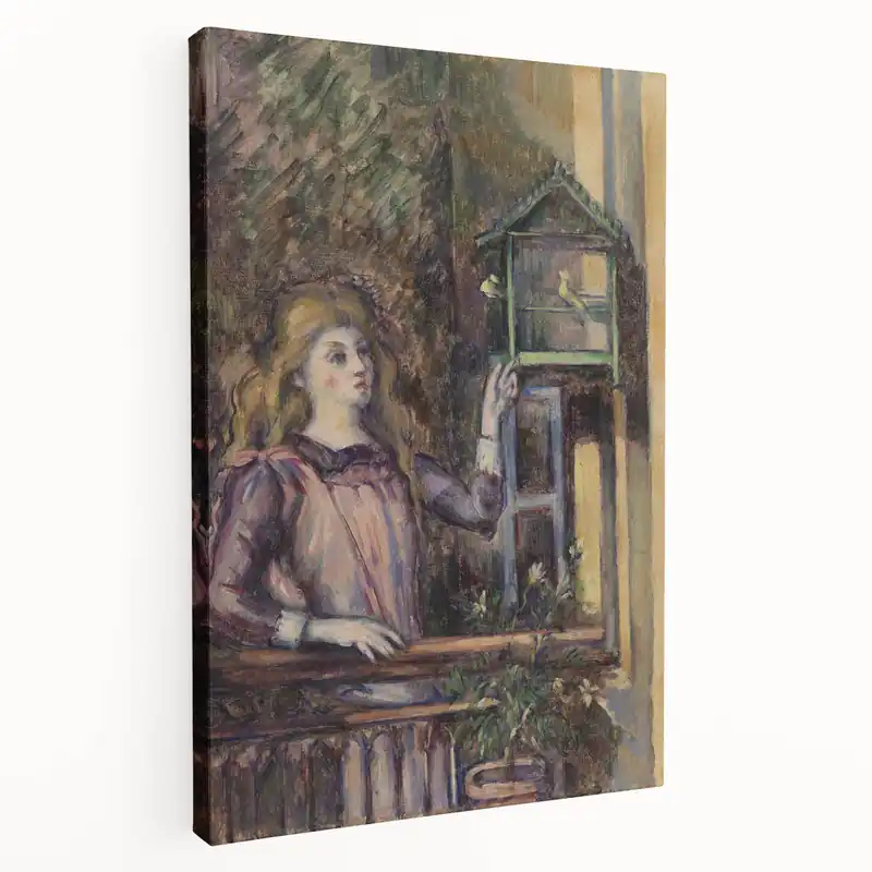 Impressionist Art Print - Girl with Birdcage (Jeune fille à la volière) by Paul Cézanne - Wall Art Decor Buy Today