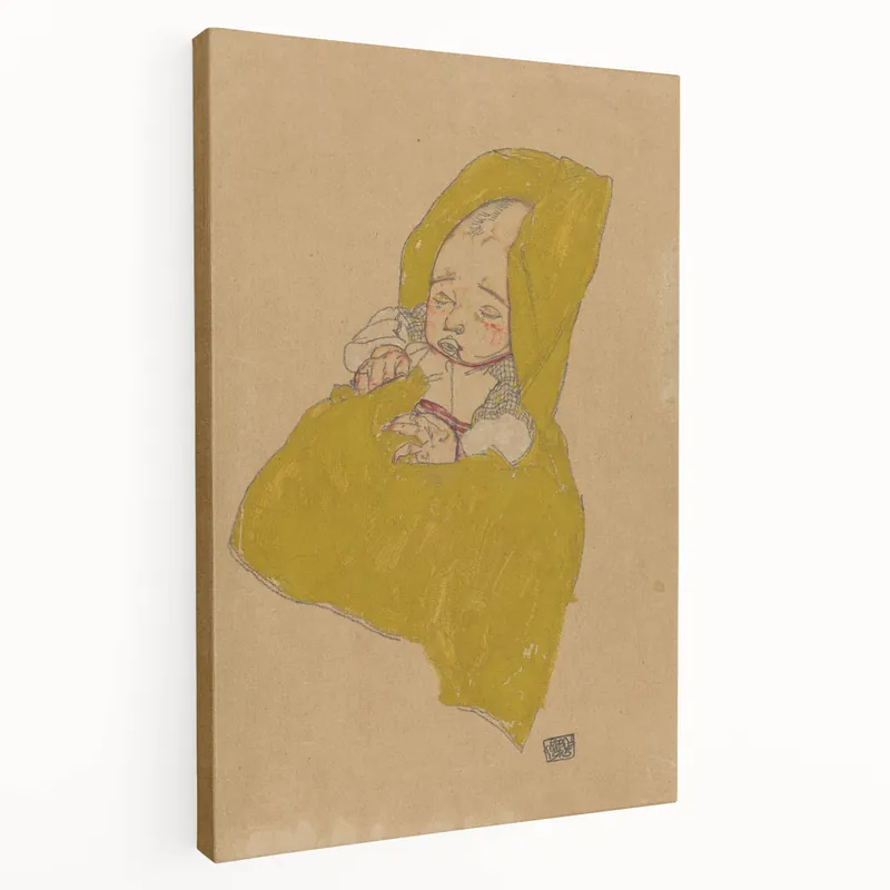 Same Day Shipping Soft Art Deco Wall Art - Portrait of Sleeping Infant in Golden Blanket
